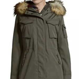 S13 women’s army green faux fur hooded jacket